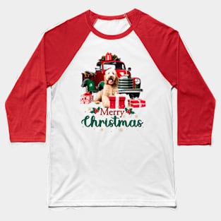 Goldendoodle Merry Christmas Truck Baseball T-Shirt